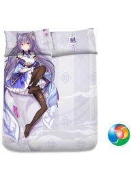 Genshin Impact Keqing Anime Bed Sheet or Duvet Cover Genshin Impact Keqing Anime Bed Sheet or Duvet Cover