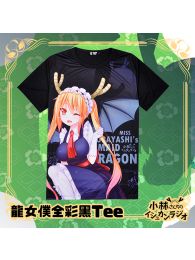Miss Kobayashi's Dragon Maid Full Color T-Shirt Black Tee Miss Kobayashi's Dragon Maid Full Color T-Shirt Black Tee